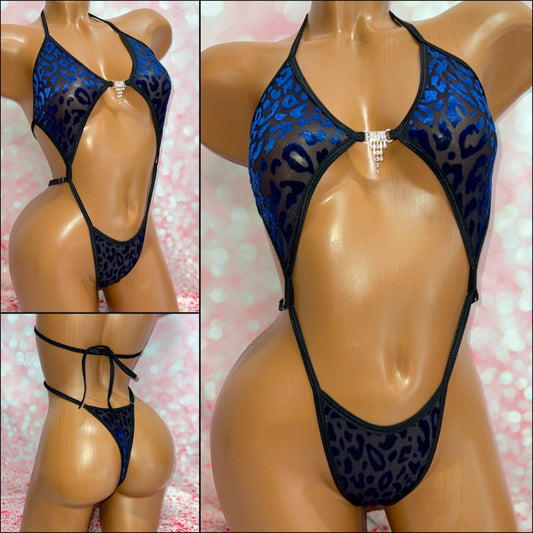 Burnout Leopard Velvet Diamond Slingshot - Multiple Colour Options