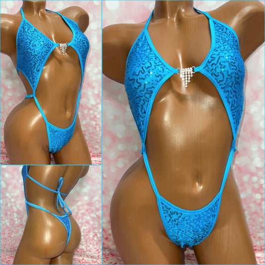 Blue Sequin Diamond Slingshot