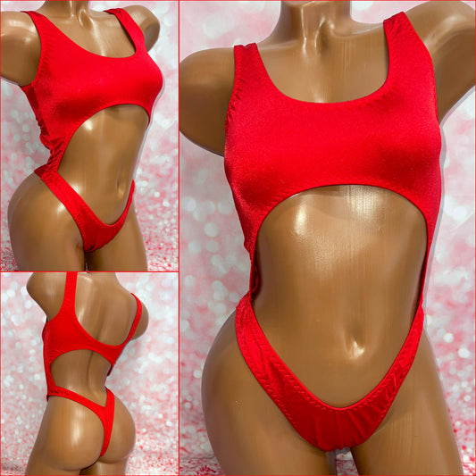 Red Cut Out Bodysuit