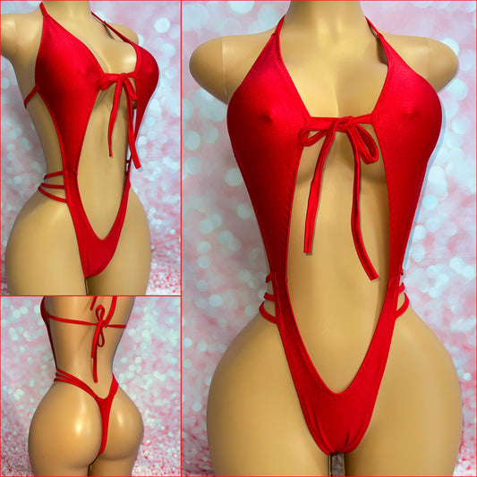 Strappy Side Bodysuit Red