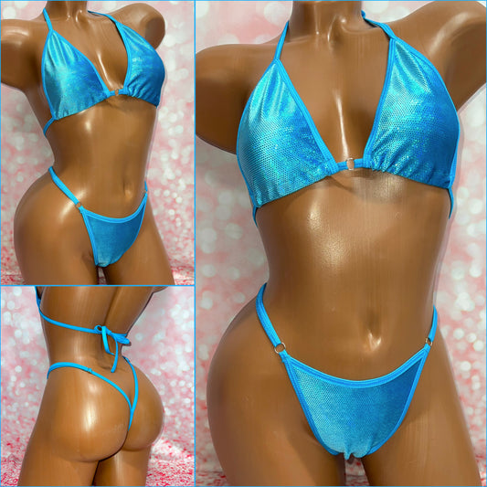 Blue Holo Velvet Bikini