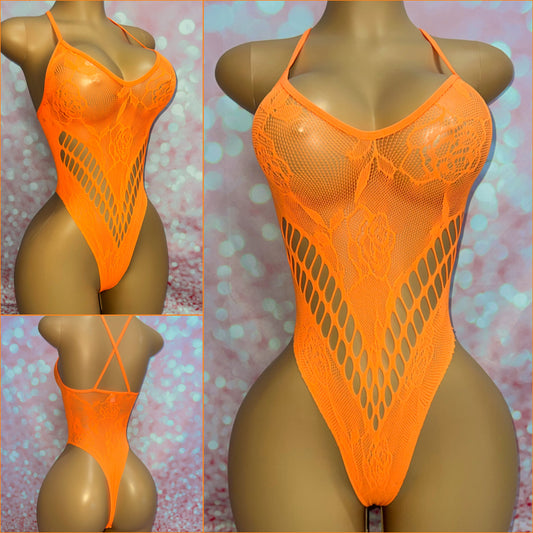 Neon Orange Stretch Bodysuit