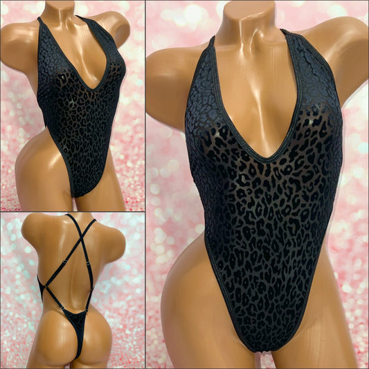 Black Leopard Adjustable One Piece