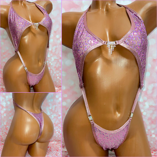 Dusty Pink Sequin Peekaboob
