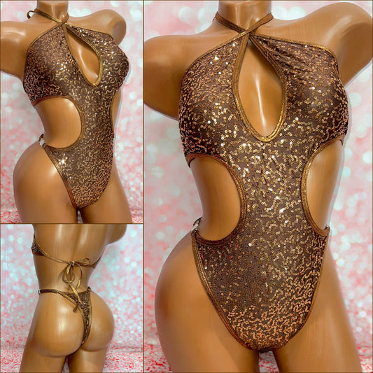 Sequin Cut Out One Piece - Multiple Colour Options