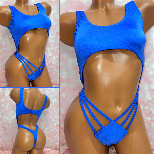 Royal Blue Strappy Cut Out Bodysuit