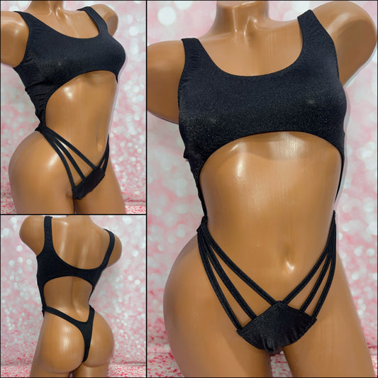Black Strappy Cut Out Bodysuit