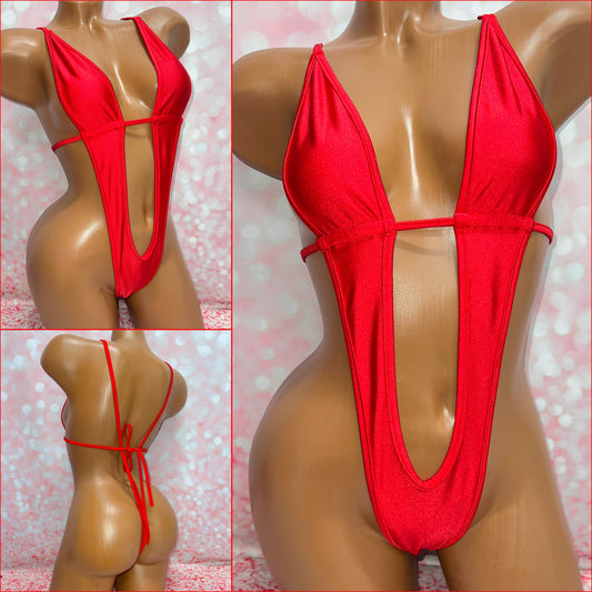 Red Spandex Micro One Piece