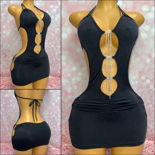 Black Dangle Mini Dress