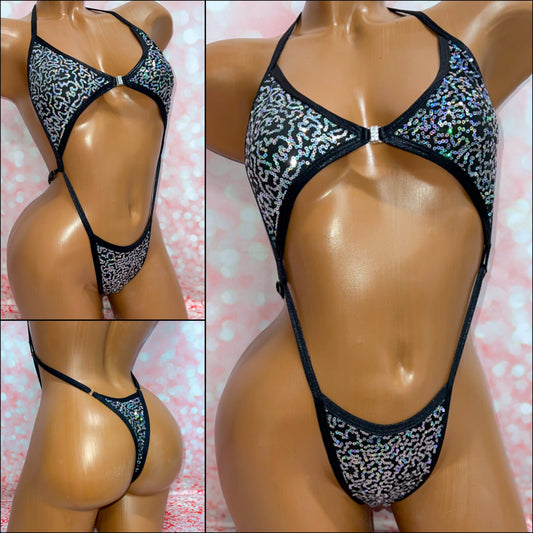 Silver Holo Sequin Clip Front Sling