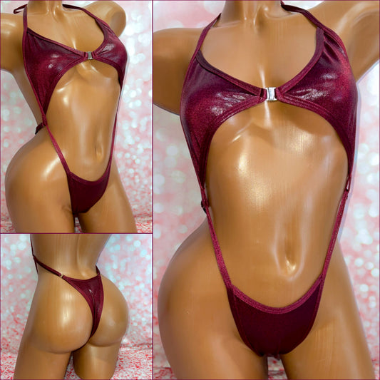Metallic Merlot Clip Front Sling