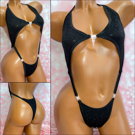 Black Glitter Knit Peekaboob