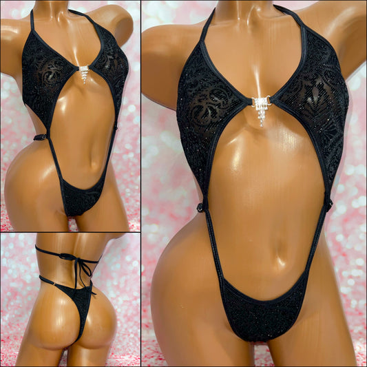 Glitter Damask Velvet Diamond Slingshot