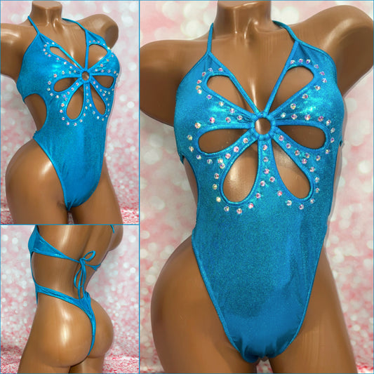 Turquoise Blue Cut Out One Piece