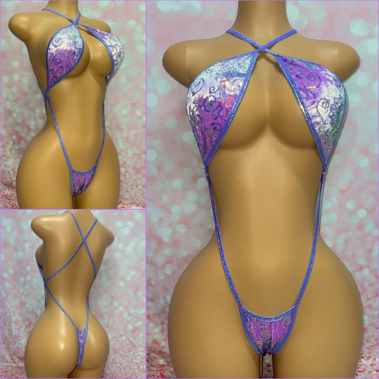 Lavender Velvet Sequin Cross Over Slingshot