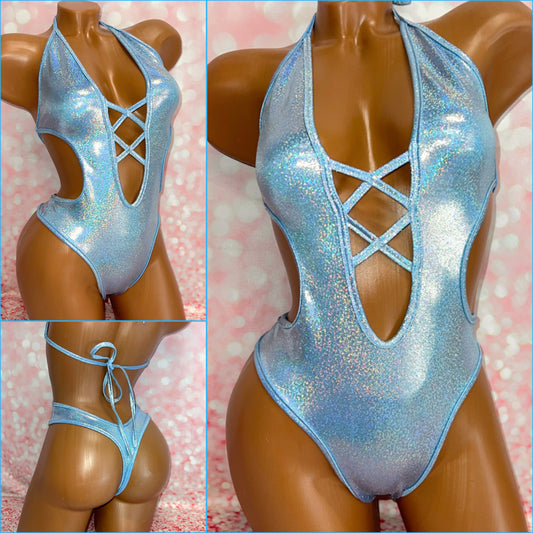 Blue X Front One Piece