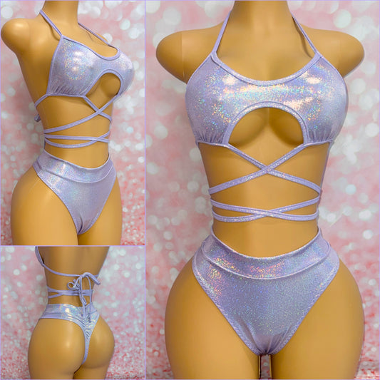 Lilac Purple Holo High Waist Set