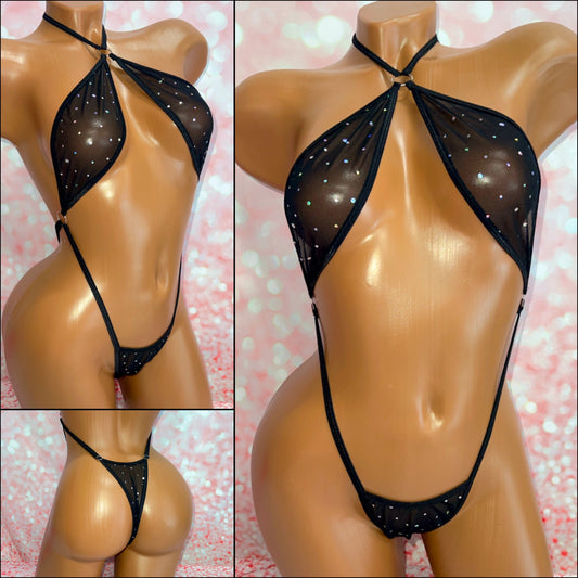 Sparkle Mesh Choker Slingshot - Multiple Colour Options