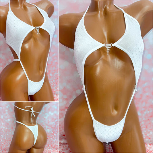 White Glitter Velvet Diamond Slingshot