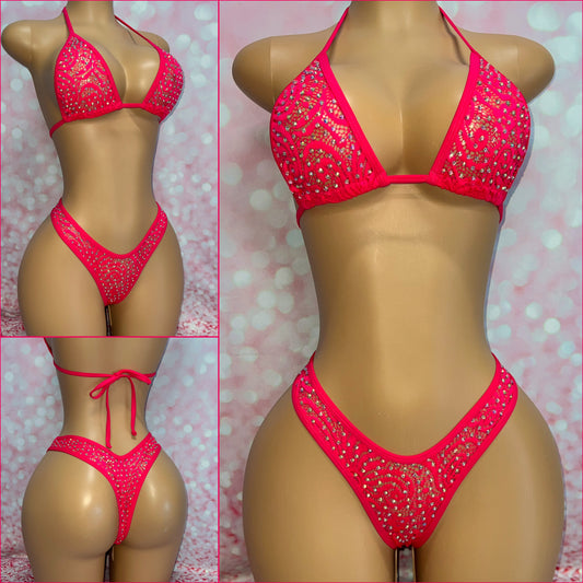 Extreme Bling Cheeky Bikini Red Lace