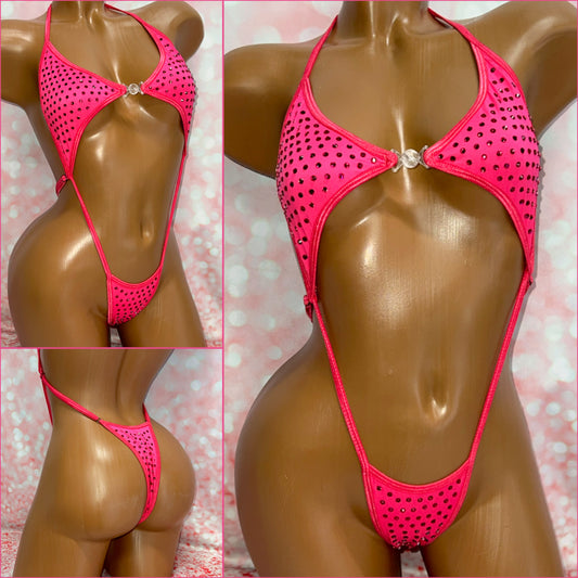 Rhinestone Clip Front Sling Pink