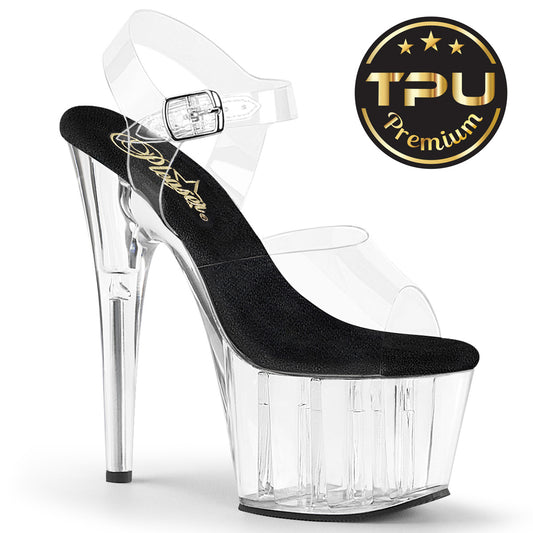 Pleaser ADORE 708 TPU Clear Black Sole Platform Sandal