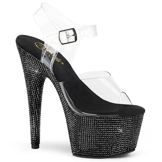 Pleaser BEJEWELED-708DM Clear/Black Rhinestones