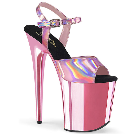 Pleaser FLAMINGO-809HG Baby Pink Hologram/Baby Pink Chrome Platform Sandal