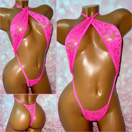 Neon Pink Lace Slingshot