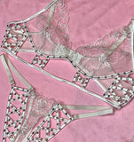 White Lace Rhinestone Bra Set White Lace Rhinestone Bra Set