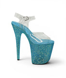 Ocean Blue Rhinestone Heels TPU 8 Inch