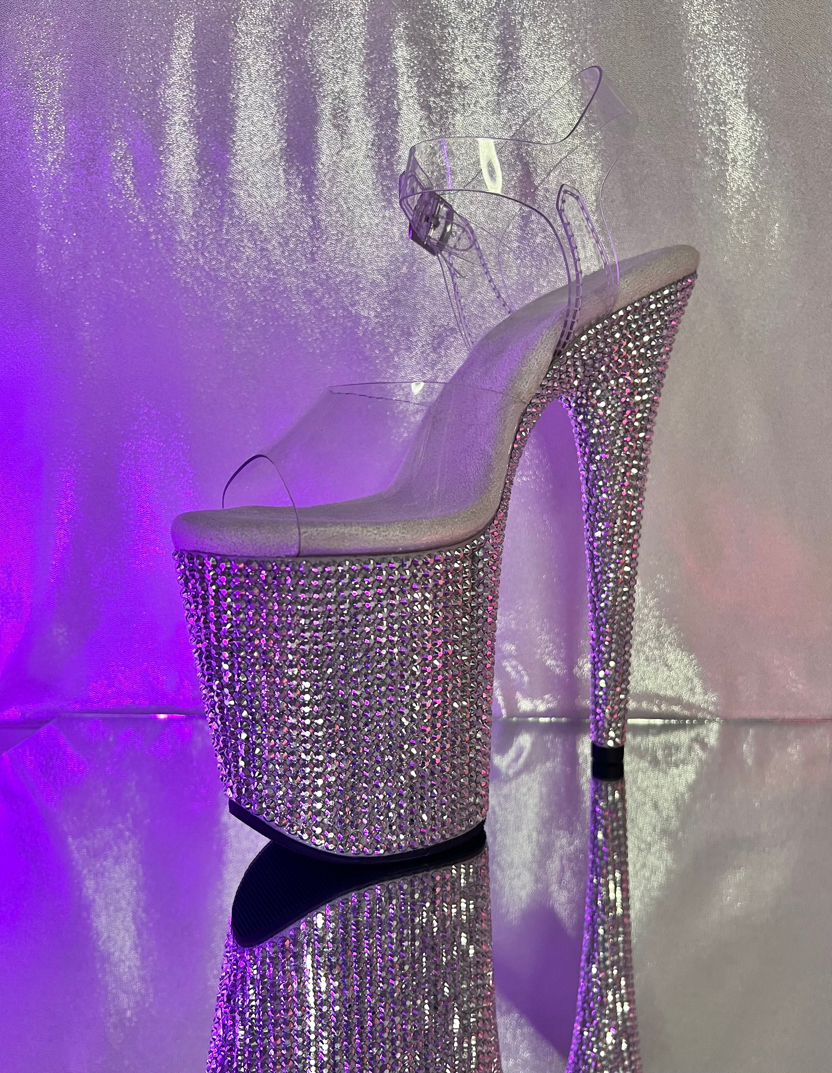 Silver Siren Rhinestone Heels 8 Inch