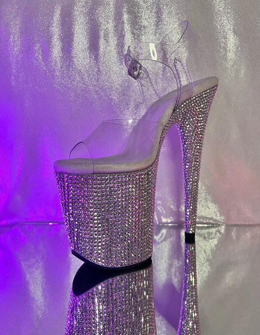 Silver Siren Rhinestone Heels 8 Inch