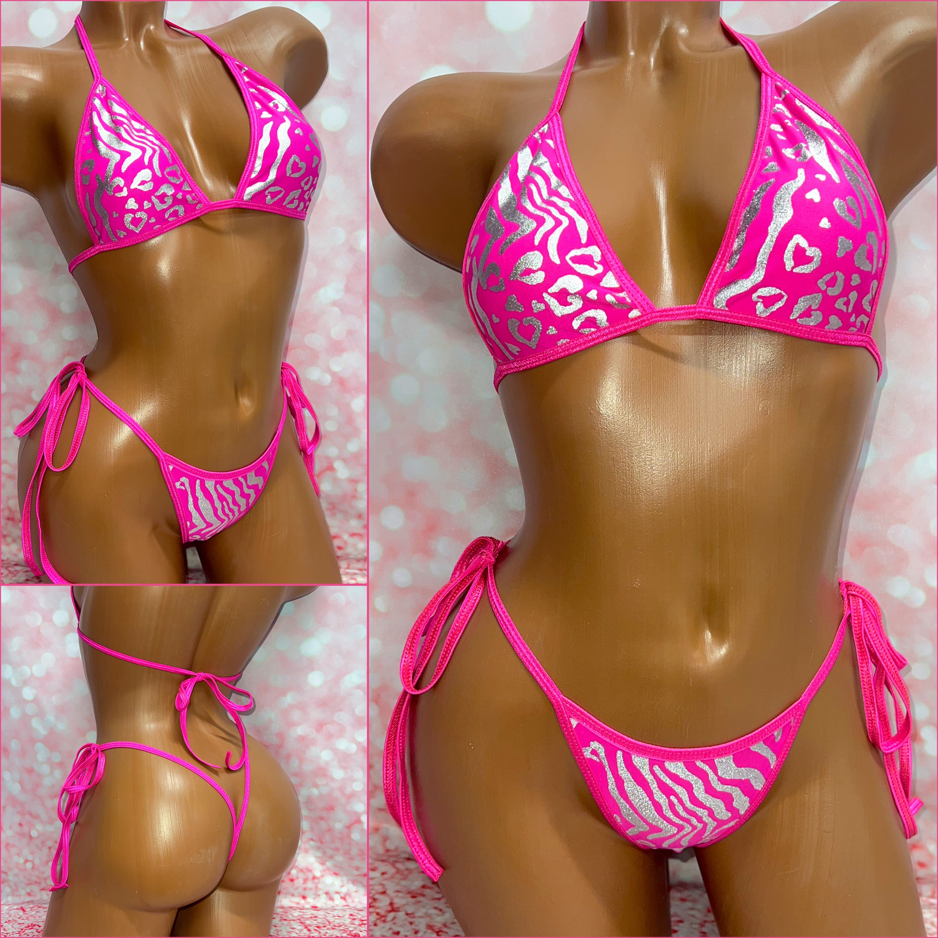 Pink Holo Animal Print Bikini