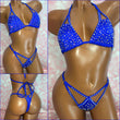 Rhinestone Cut Out Bikini Royal