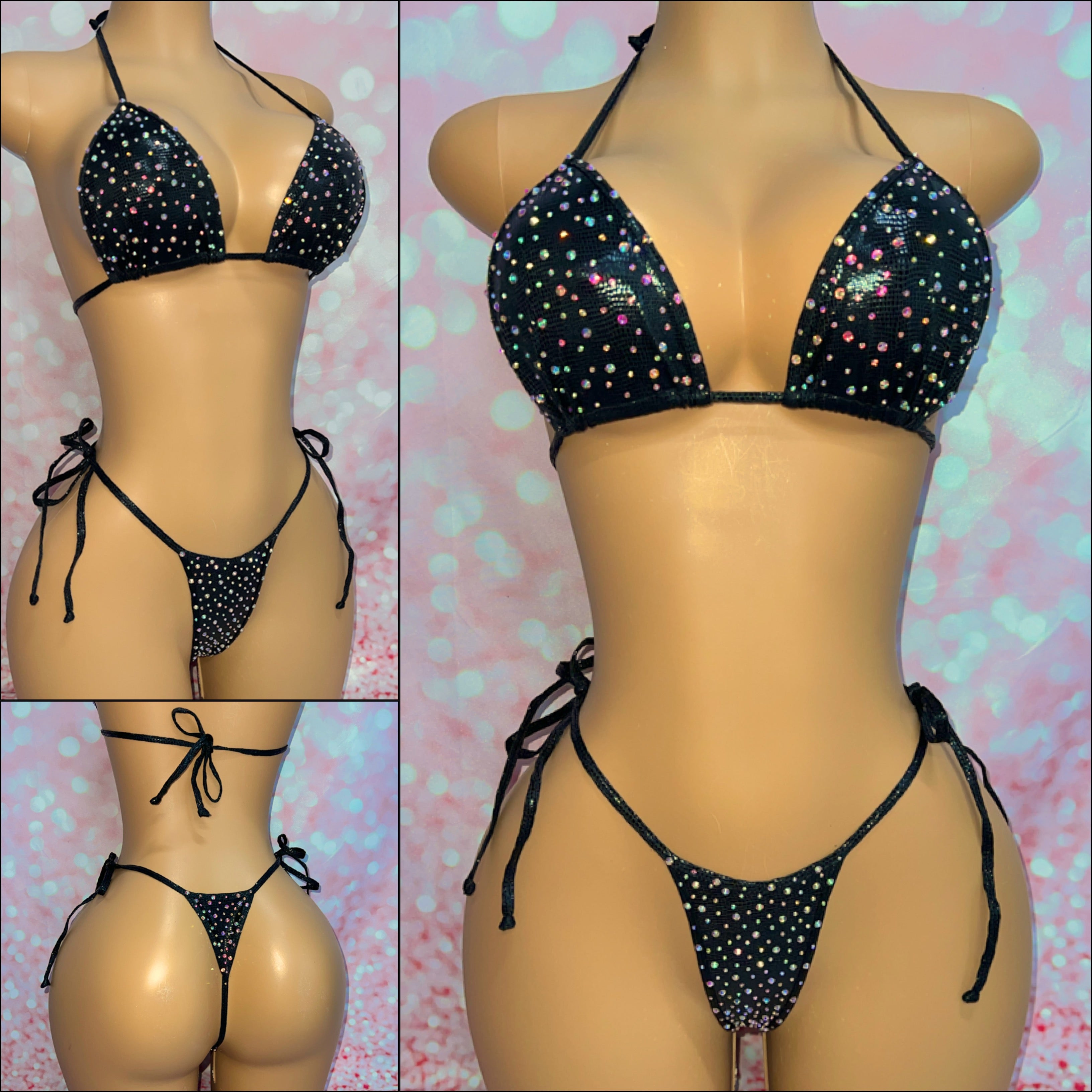 Rhinestone Bikini Black