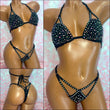 Rhinestone Cut Out Bikini Black