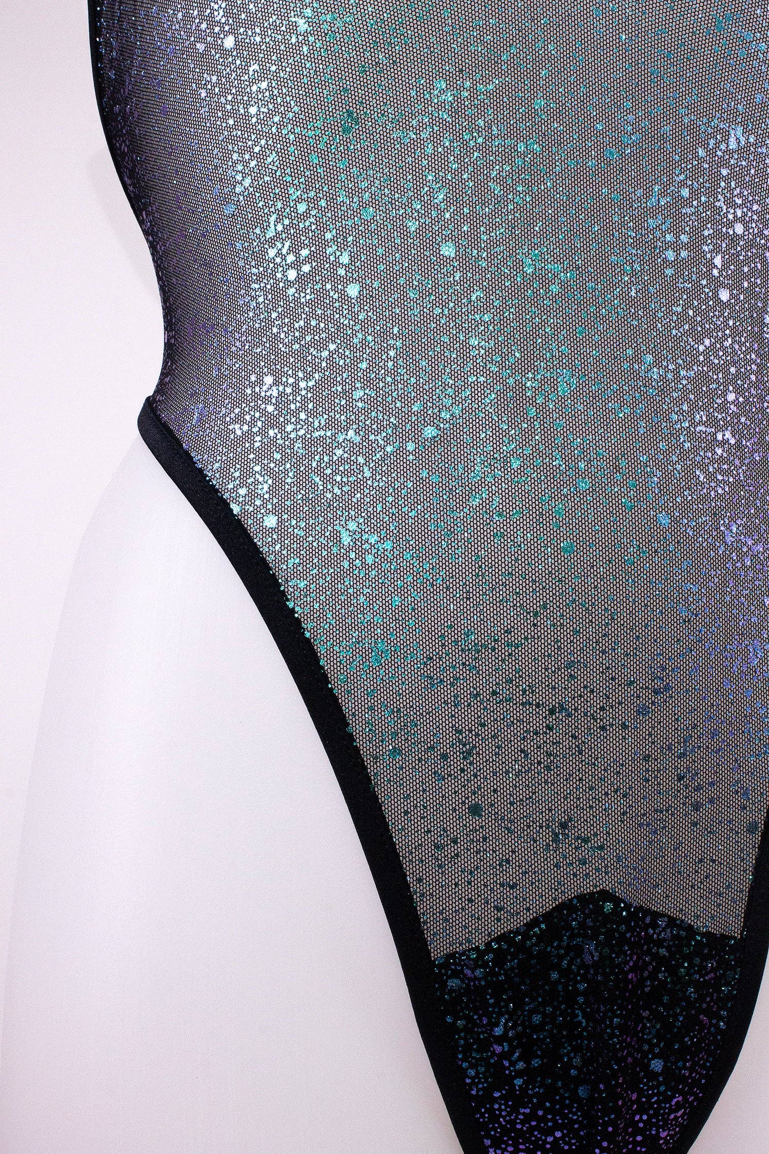 Sheer Holographic Mesh Bodysuit Black
