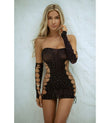 Rhinestone Mesh Dress & Gloves