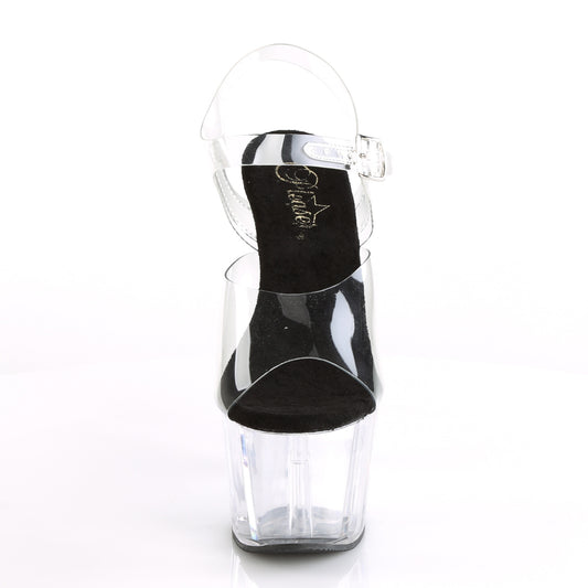 Pleaser ADORE 708 Clear Black Sole Platform Sandal