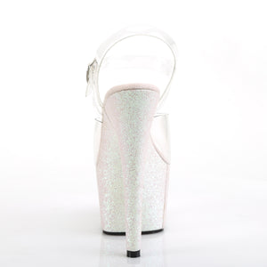 Pleaser ADORE-708HMG Clear/Opal Multi Glitter Platform Sandal