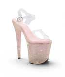 Pink Champagne Rhinestone Heels TPU 8 Inch