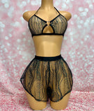 Wave Glitter Mesh Top Black/Green