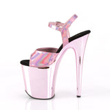 Pleaser FLAMINGO-809HG Baby Pink Hologram/Baby Pink Chrome Platform Sandal
