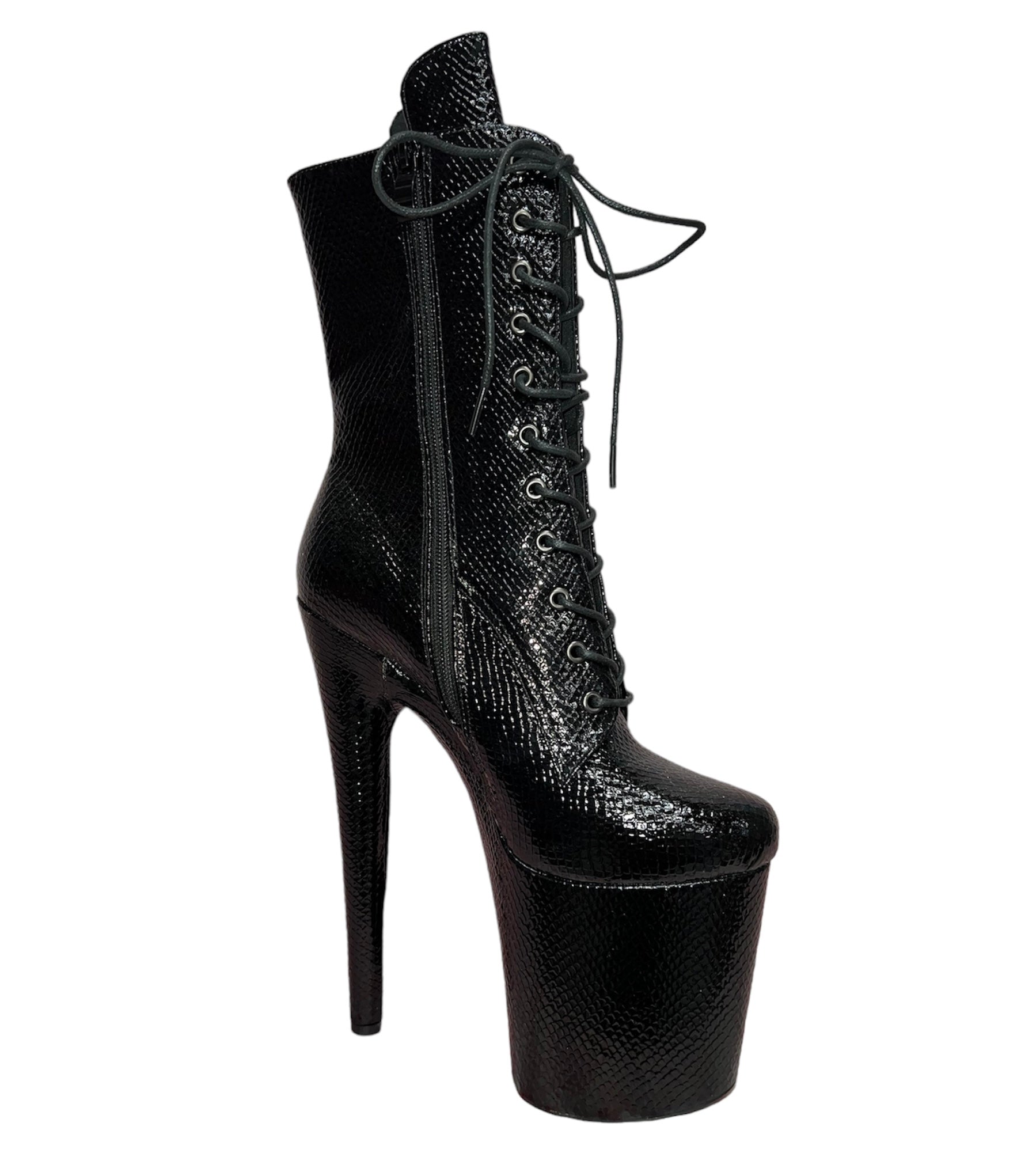 Black Holo Mid Calf Boots