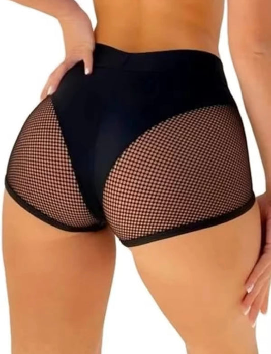 Black High Waist Mesh Bottoms