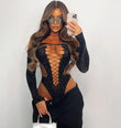 Criss Cross Rhinestone Mesh Bodysuit