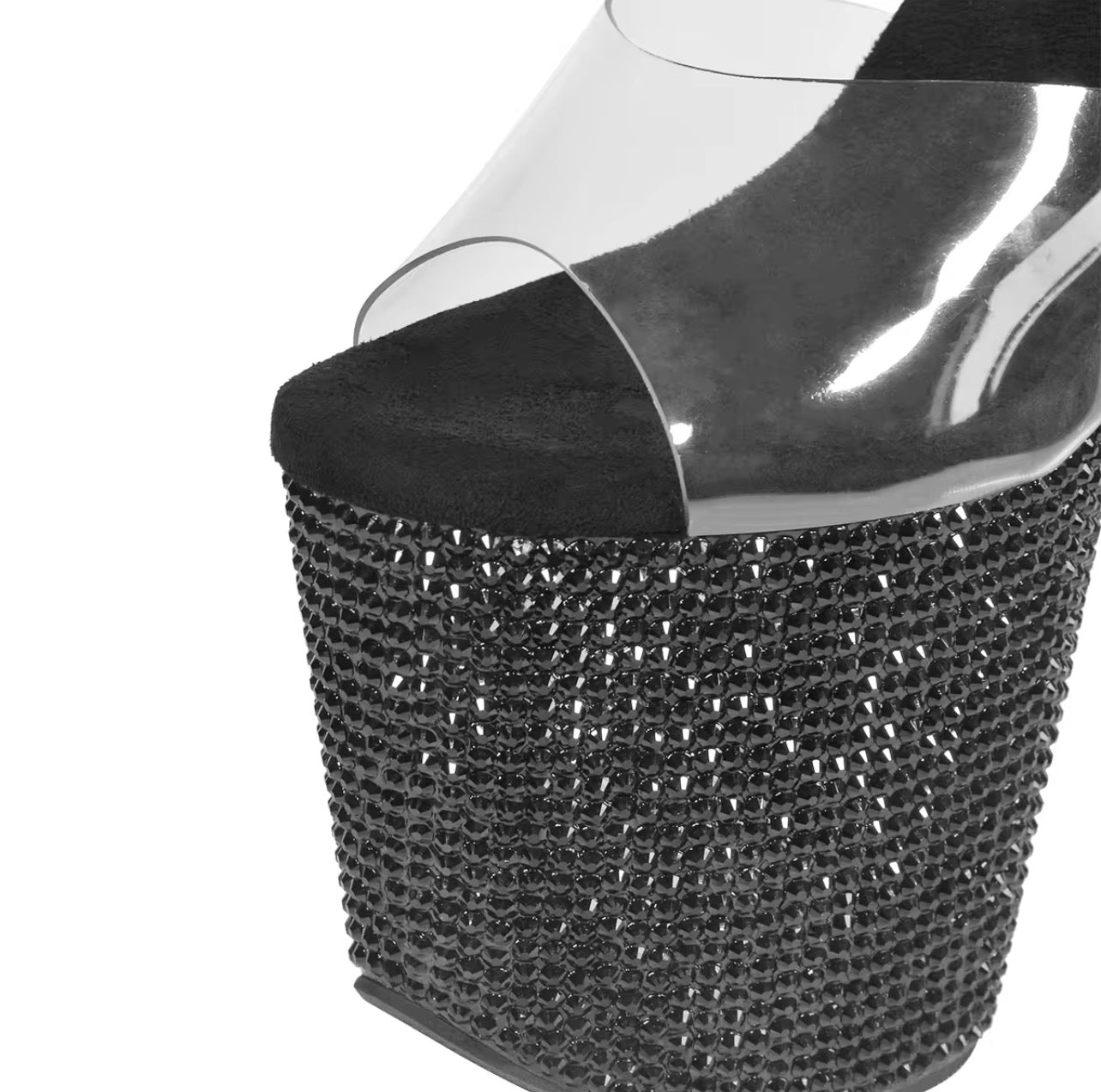 Midnight Rhinestone Heels Black 8 Inch