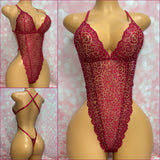 Wine Lace Rhinestone Bodysuit