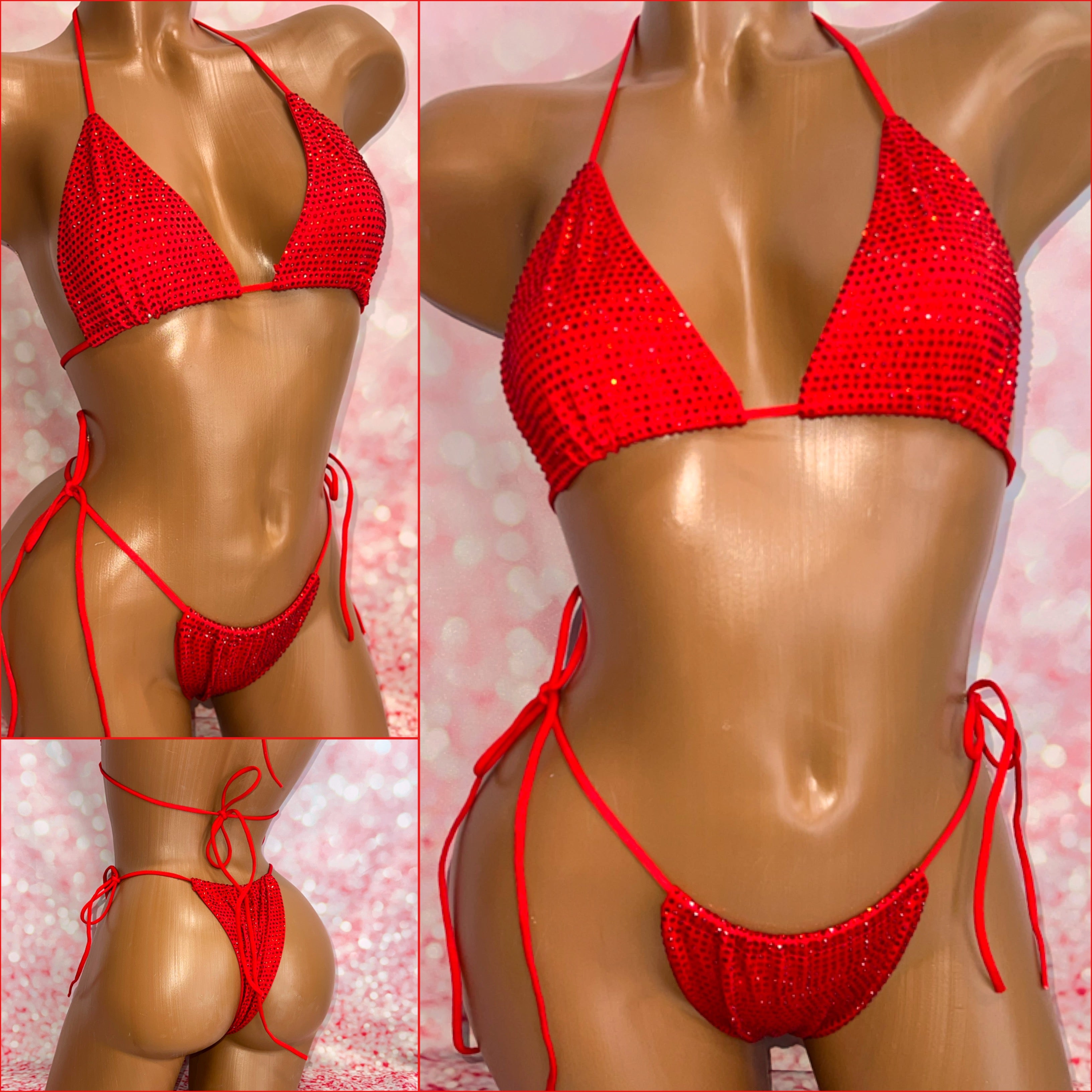 Extreme Bling Slider Bikini Red